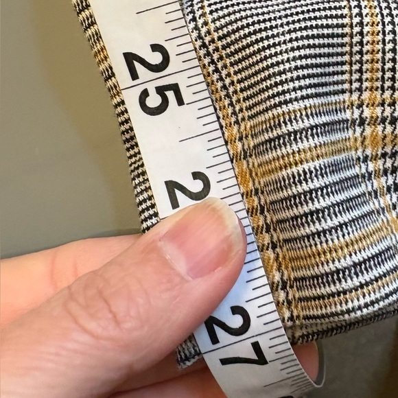 Zara Yellow Black Plaid High Waisted Slim zip fly Medium women's Trousers pants - Picture 11 of 12